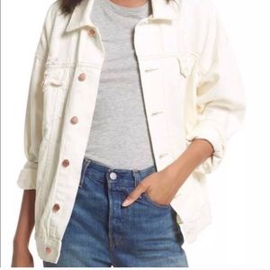 Free People White Denim Trucker Jacket